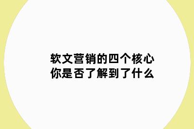 软文营销的四个核心你是否了解到了什么