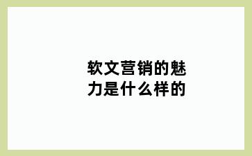 软文营销的魅力是什么样的