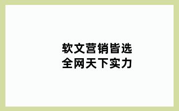 软文营销皆选全网天下实力