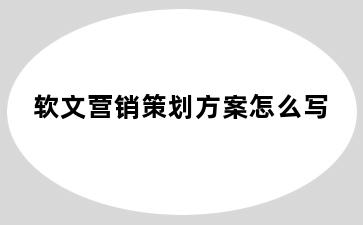 软文营销策划方案怎么写