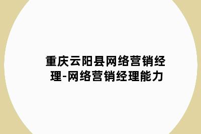 重庆云阳县网络营销经理-网络营销经理能力