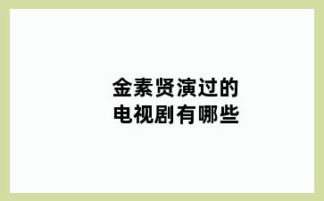 金素贤演过的电视剧有哪些