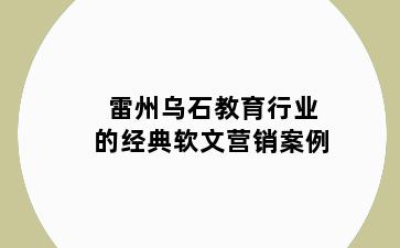 雷州乌石教育行业的经典软文营销案例