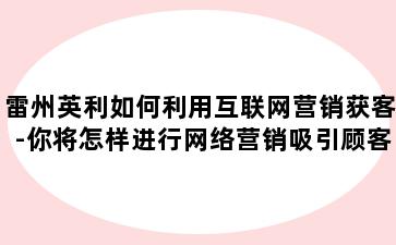 雷州英利如何利用互联网营销获客-你将怎样进行网络营销吸引顾客