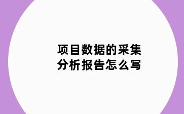 项目数据的采集分析报告怎么写