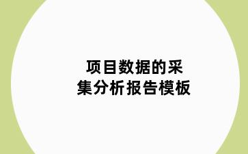 项目数据的采集分析报告模板