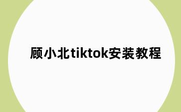 顾小北tiktok安装教程