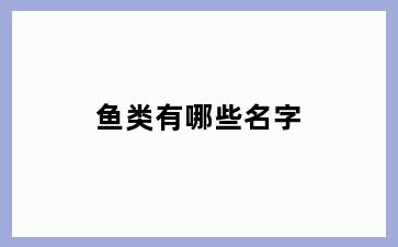 鱼类有哪些名字