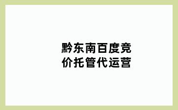 黔东南百度竞价托管代运营