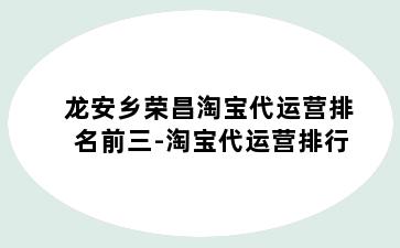 龙安乡荣昌淘宝代运营排名前三-淘宝代运营排行