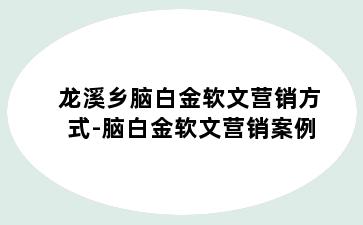 龙溪乡脑白金软文营销方式-脑白金软文营销案例